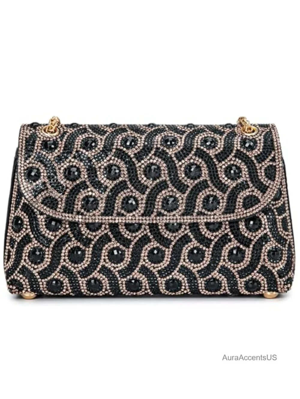 Evening Chain Strap Crossbody Clutch Purse with Rhinestones